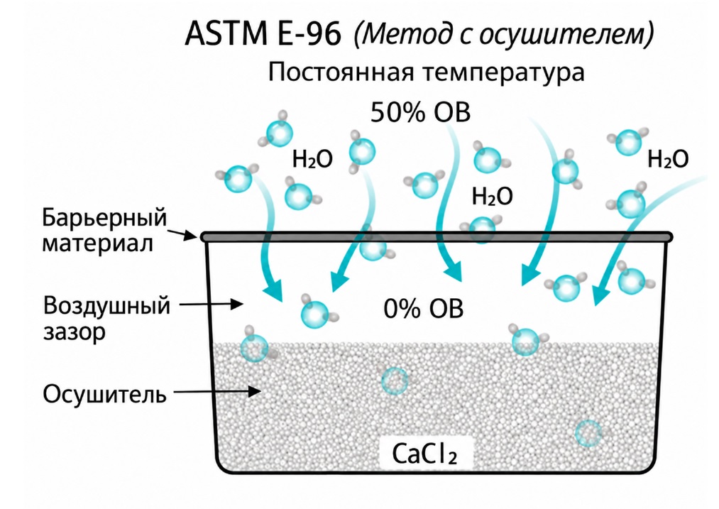 ASTM E96 метод с водой для измерения паропроницаемости